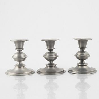 Edvin Ollers, candlesticks 6 pcs, pewter, Stockholm, 1937-1988.