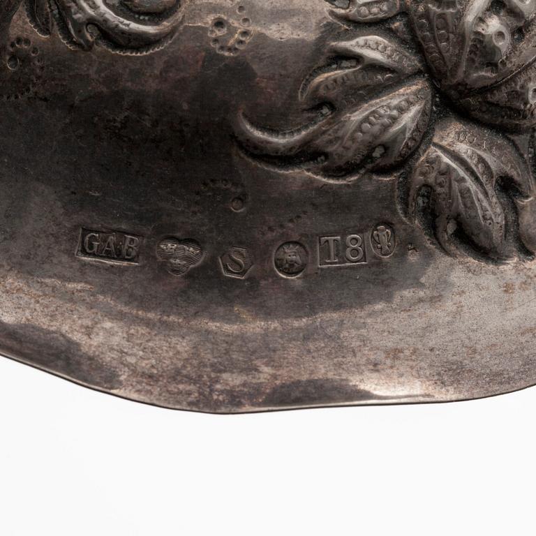 LJUSSTAKAR, ett par, silver, barockstil. GAB, 1945. Totalvikt 393 g.