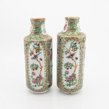 A pair of Chinese kanton porcelain vases later part of the 19th century.