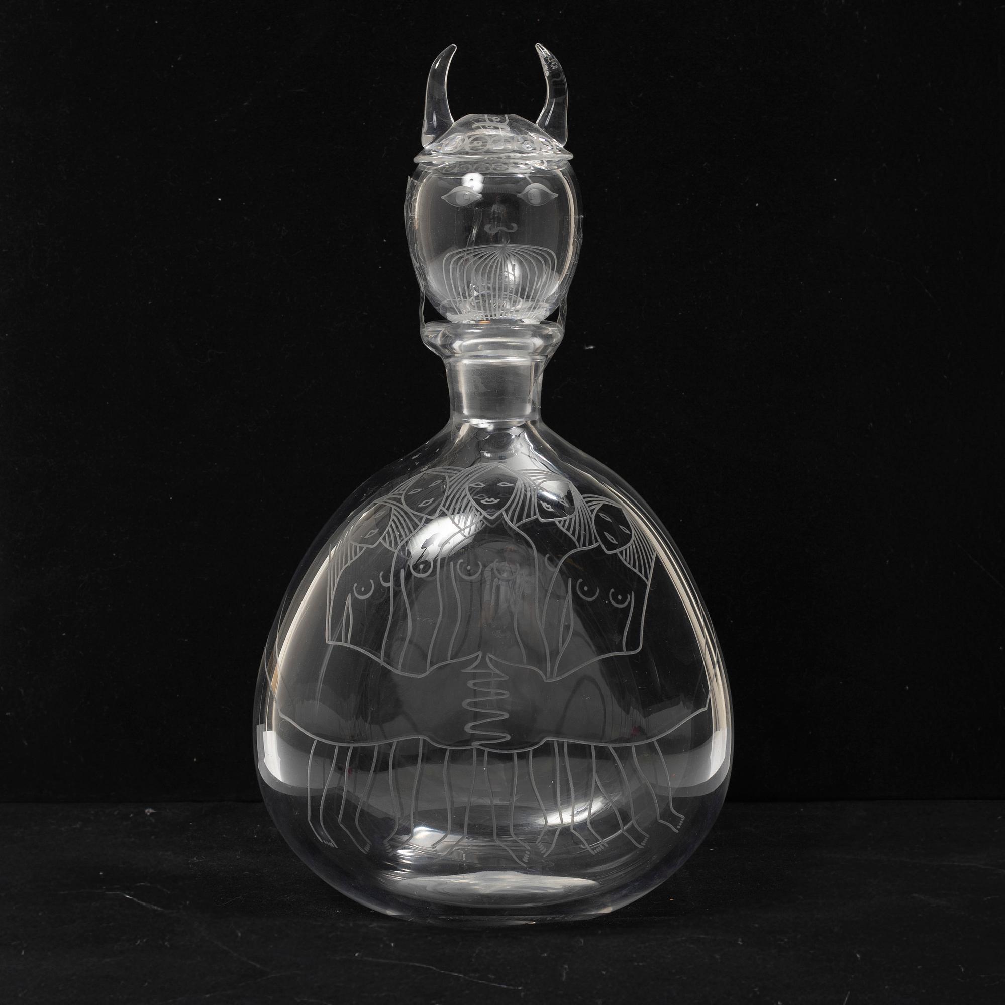 Sven Palmqvist, a decanter, Orrefors, 1958.