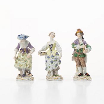 Meissen, A group of three porcelain figures, around 1900.