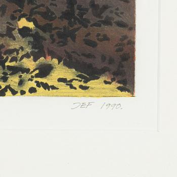 John-E Franzén, lithograph in colours, 1990, signed PT.