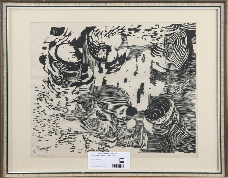 VON SCHANTZ, PHILIP, linoleumsnitt, sign o dat -59.