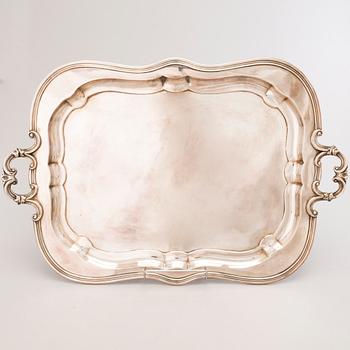 A silver plated tray, around 1900.