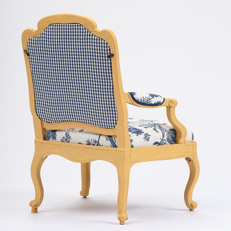 A Swedish rococo fauteuil, Stockholm, later part 18th century.