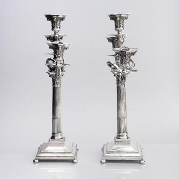 A pair of Swedish late 19th century silver candelabras, marks of Carl Fredrik Carlman (Ryno Carlman), Stockholm 1899.