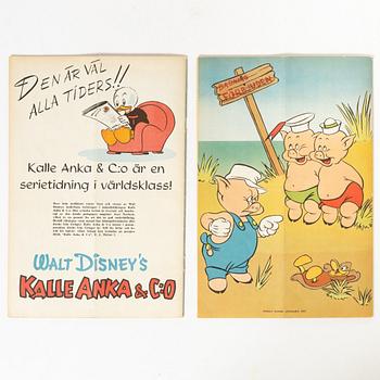 Comic books, “Kalle Anka & Co” No. 7, 1950, and “Kalle Anka & Co” No. 4, 1950.