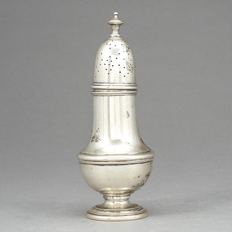 SOCKERSTRÖARE, silver. Italienska stämplar, 1900-tal. Vikt 221 gram.