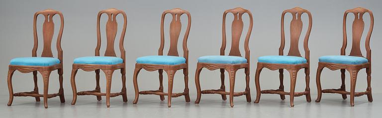 STOLAR, sex stycken, av Anders Hellman dä (mästare i Stockholm 1761-94), rokoko.