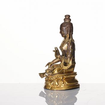 A gilt copper alloy figure of Tara, Tibet, circa 1800.