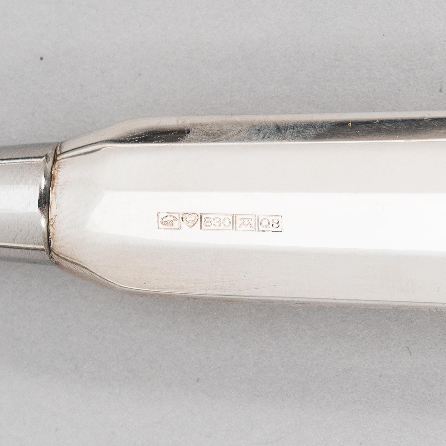 Pekka Piekäinen, Serving cutlery, 7 pcs, silver and stainless steel.