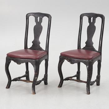 A pair of rococo chairs, mid 18th century.