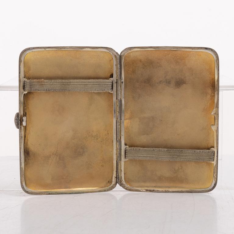 Seven silver boxes and cigarette cases, including with mark of Carl Fredrik Hultbom, Stockholm 1841.