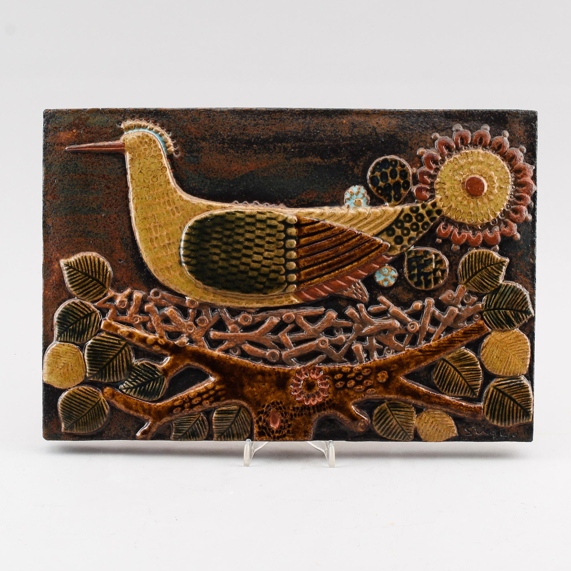 VÄGGRELIEF, Stig Lindberg, signerad, Gustavsberg.