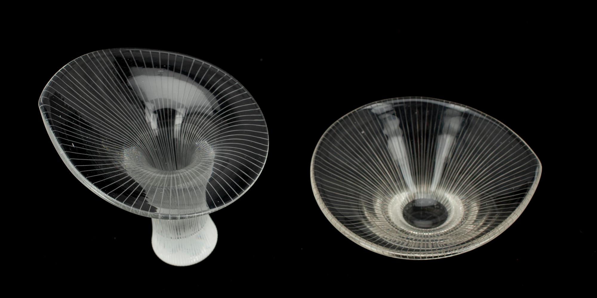 KONSTGLAS, 2 st. Tapio Wirkkala, Iittala, 1950-tal.