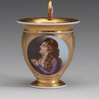 A Russian Gardner Empire cup with stand, early 19th Centruy.