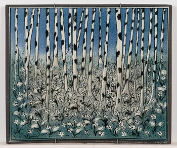 Heljä Liukko-Sundström, väggplattor, 4 st, signerade Heljä Liukko-Sundström, Arabia 1982 och 1983.