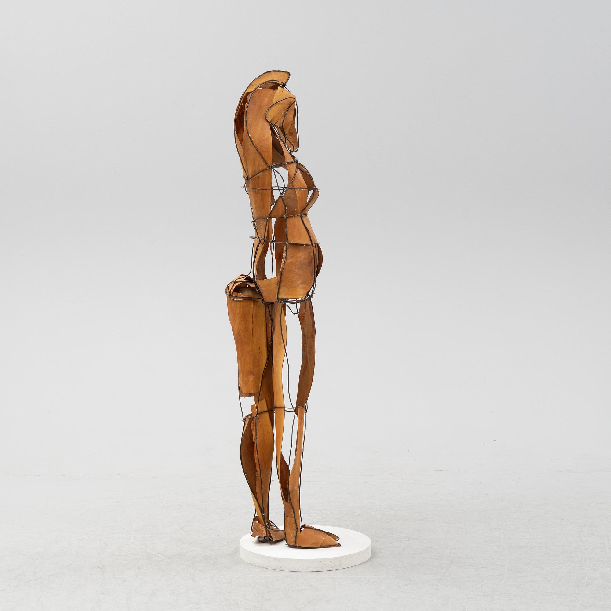 Kjell Landfors, sculpture, wire & veneer, signed and dated 1990.