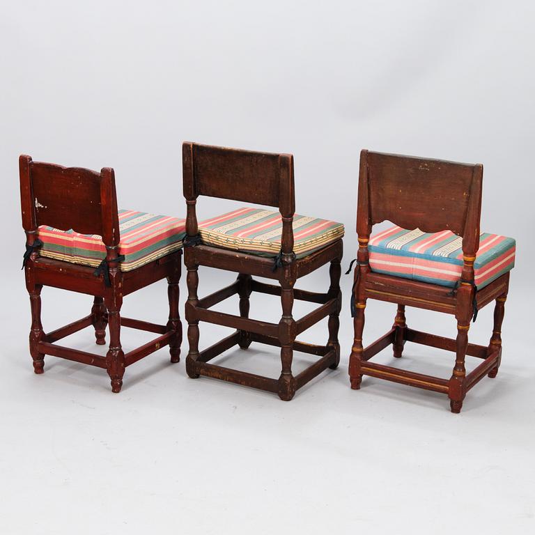 Six 18th/19th Century painted chairs.