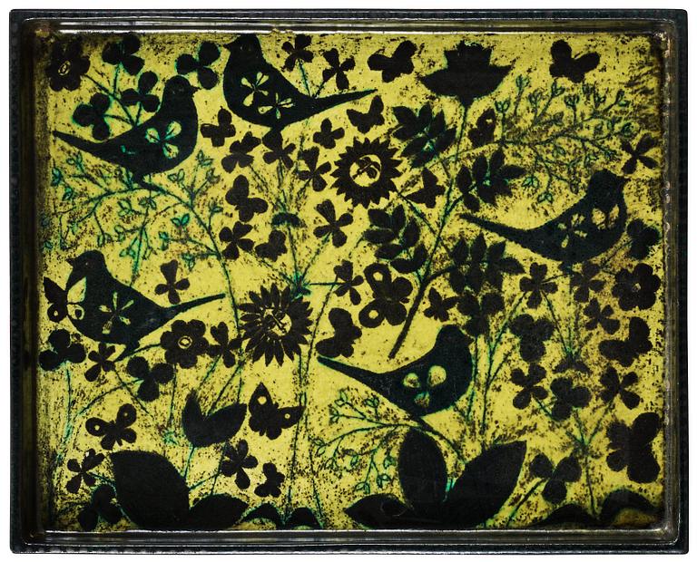 A Birger Kaipiainen stoneware and mahogany tea table, Rörstrand 1950's.