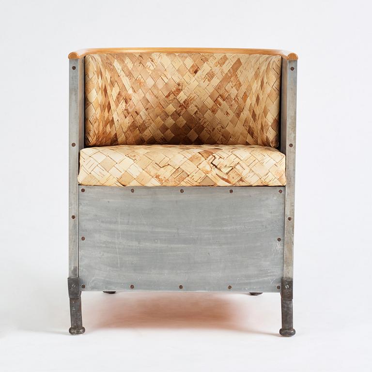 Mats Theselius, "Aluminiumfåtölj", näver, ed. EA 3/5, Källemo, efter 1990.