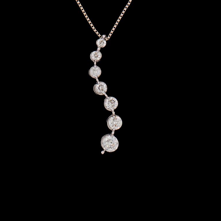 HÄNGE, 14K vitguld med 7 briljantslipade diamanter ca 0.50 ct, utländska stämplar. Vikt 2,0 g.