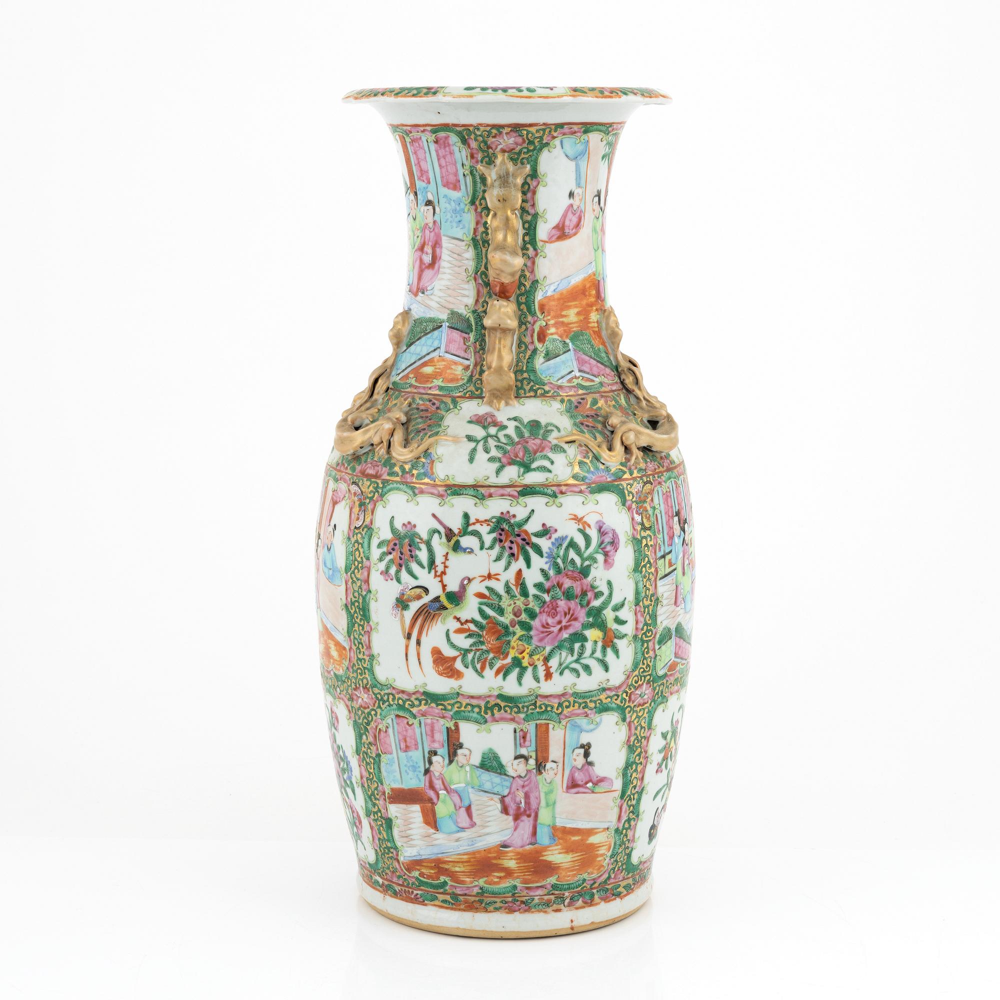 Vas, porslin, Kanton, Qingdynastin, 1800-tal.