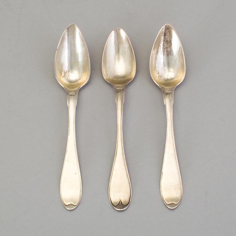 JOHAN CARLSSONS änka, Norrköping 1836, Matskedar, 6 st, silver.