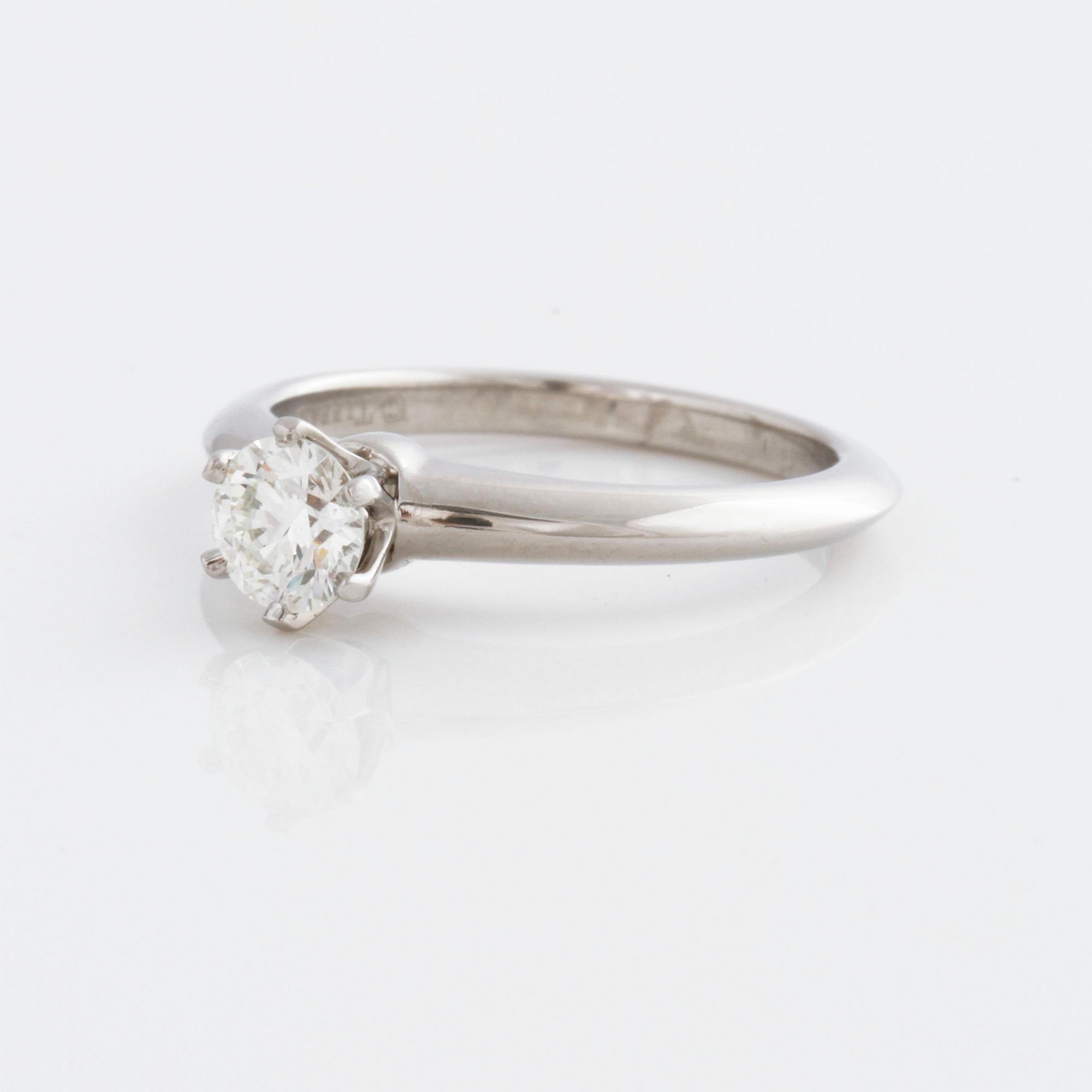 A 0.37 cts brilliant cut diamond Tiffany & Co ring.