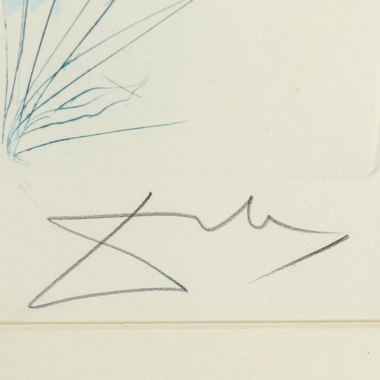SALVADOR DALÍ, etching with colour and gold dust, signed and numbered 91/250.