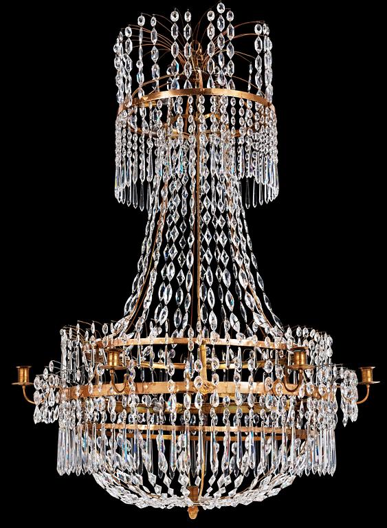 A late Gustavian early 19th century seven-light chandelier.