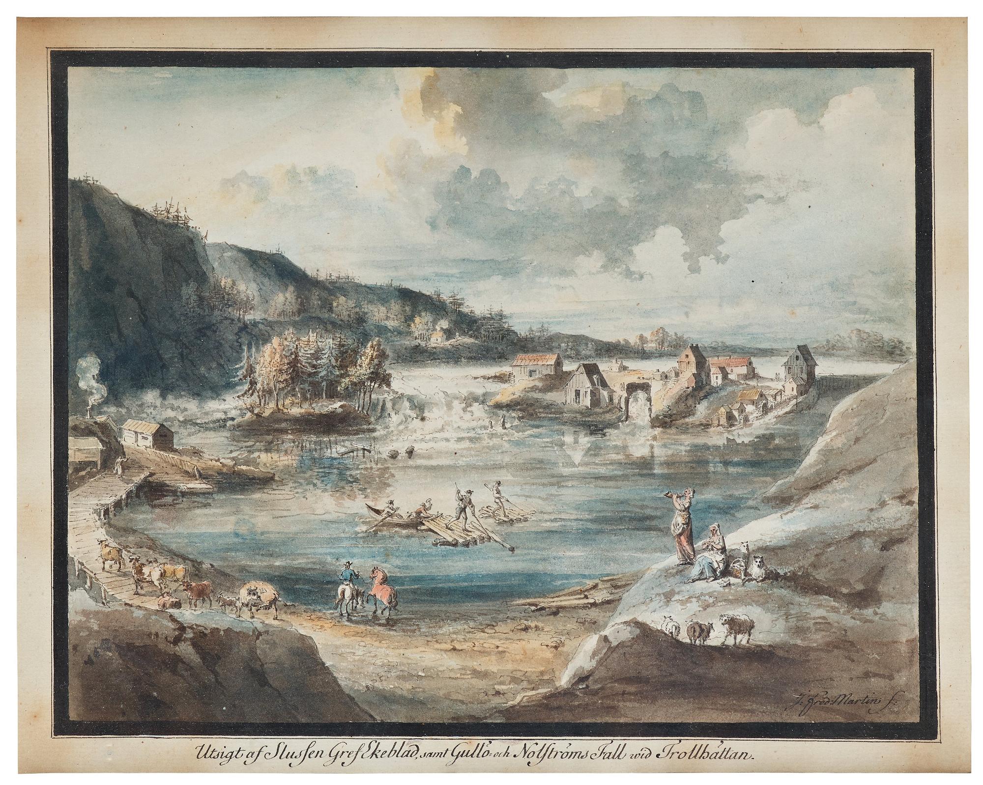 Johan Fredrik Martin, Ten scenes from the waterfalls at Trollhättan, Sweden.