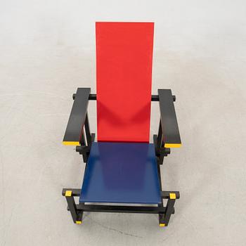 Gerrit Rietveld, armchair, "Red and Blue Chair", Cassina, 20th century.