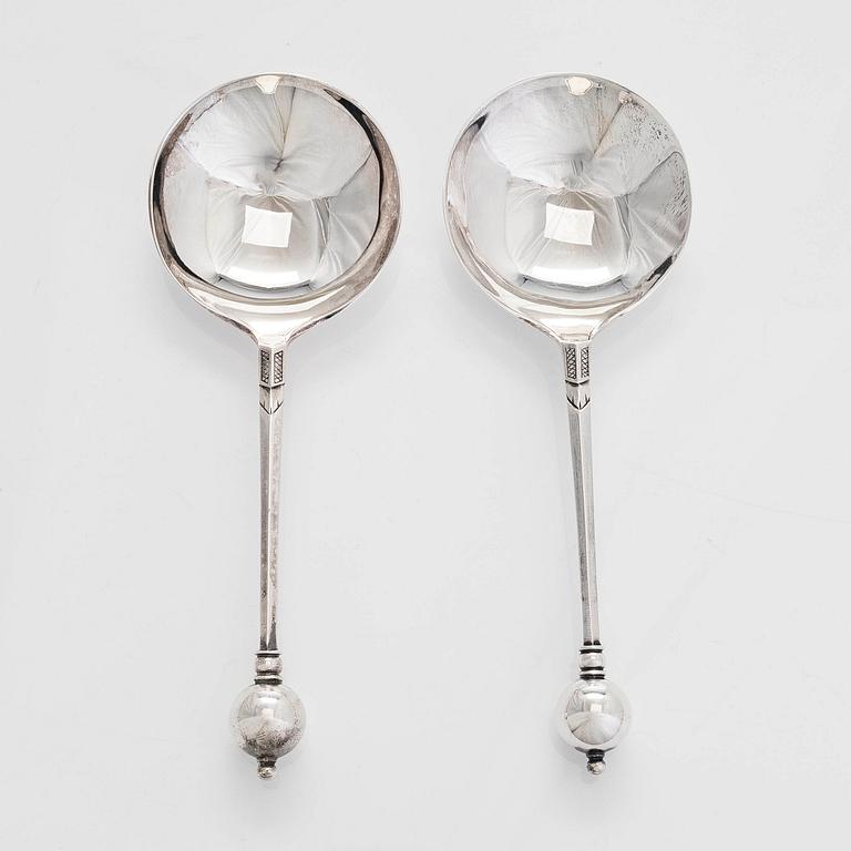 Tillander, a 2 piece-set of sterling silver vodka spoons, Helsinki 1972 and 1977.
