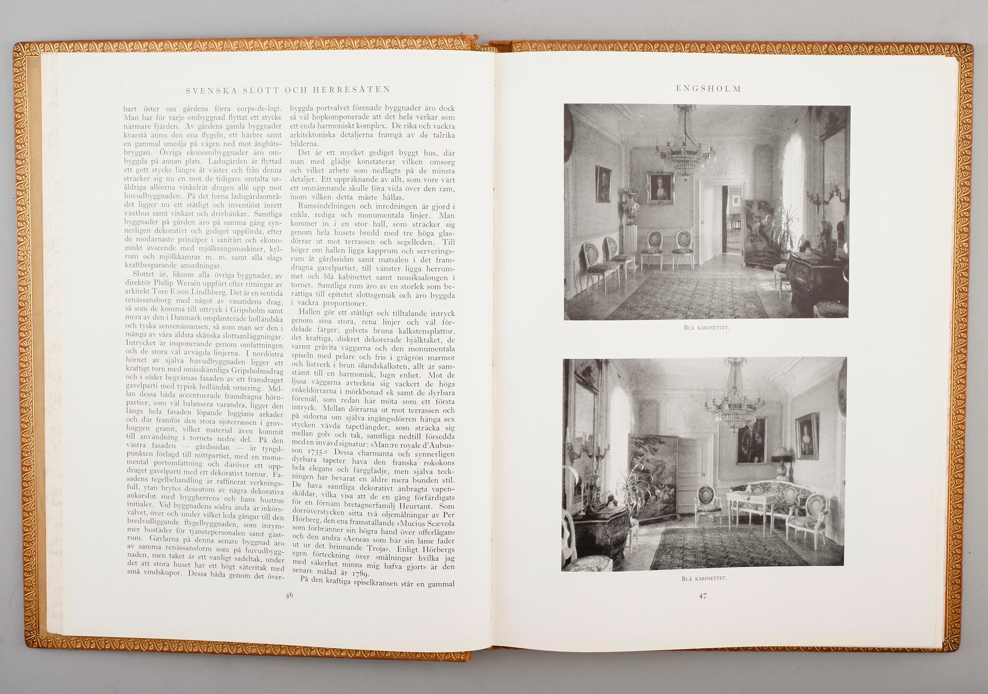 BÖCKER, 4 st, Svenska Slott och Herresäten, Bokförlaget Natur och Kultur, 1933.