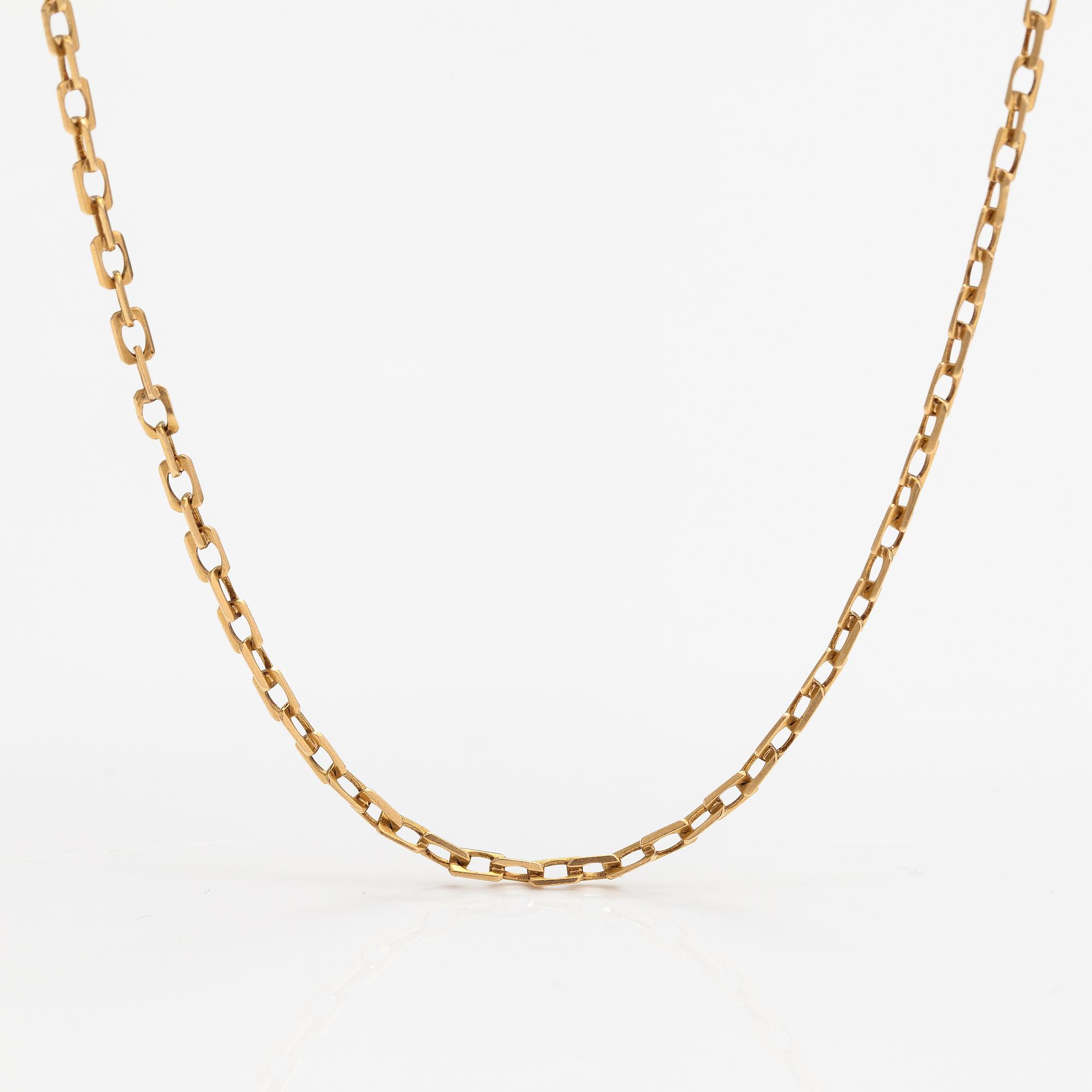 Kelloketju, 18K kultaa. Ruotsalainen tarkastusleima.