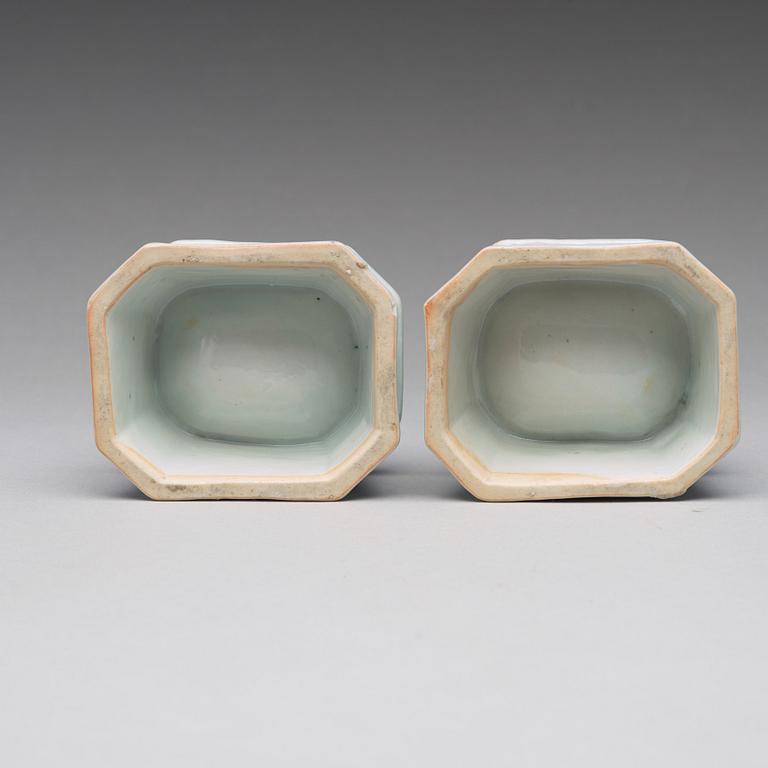 A pair of blue and white salts, Qing dynasty, Qianlong (1736-95).