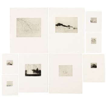 Gunnar Norrman, Drypoint etchings, 9, signed and numbered.