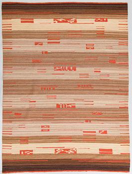 Margareta Ahlstedt-Willandt, a 1930s flat weave carpet for Aaltosen Mattokutomo Kiikka Finland. Circa 210 x 155 cm.