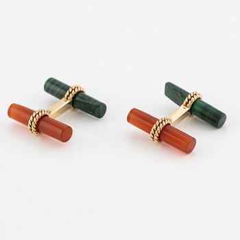 Van Cleef & Arpels, cufflinks, 18K gold with interchangeable bars in the form of stones.