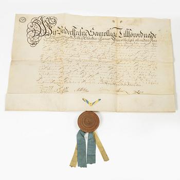 Bankdokument, rörande lån mellan handelsmannen Berendt von Bergen och Riksens Ständers Banco, daterat 1688.