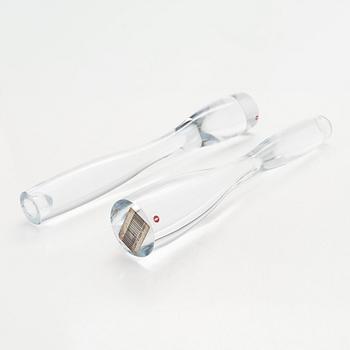 Timo Sarpaneva, ljusstakar, ett par, glas, "Marcel", signerade TS.