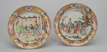 TALLRIKAR, 5 st, porslin, Kina 1700-tal.