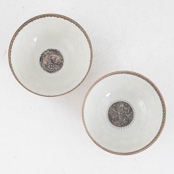 Two Chinese egg shell bowls, 20th Century.