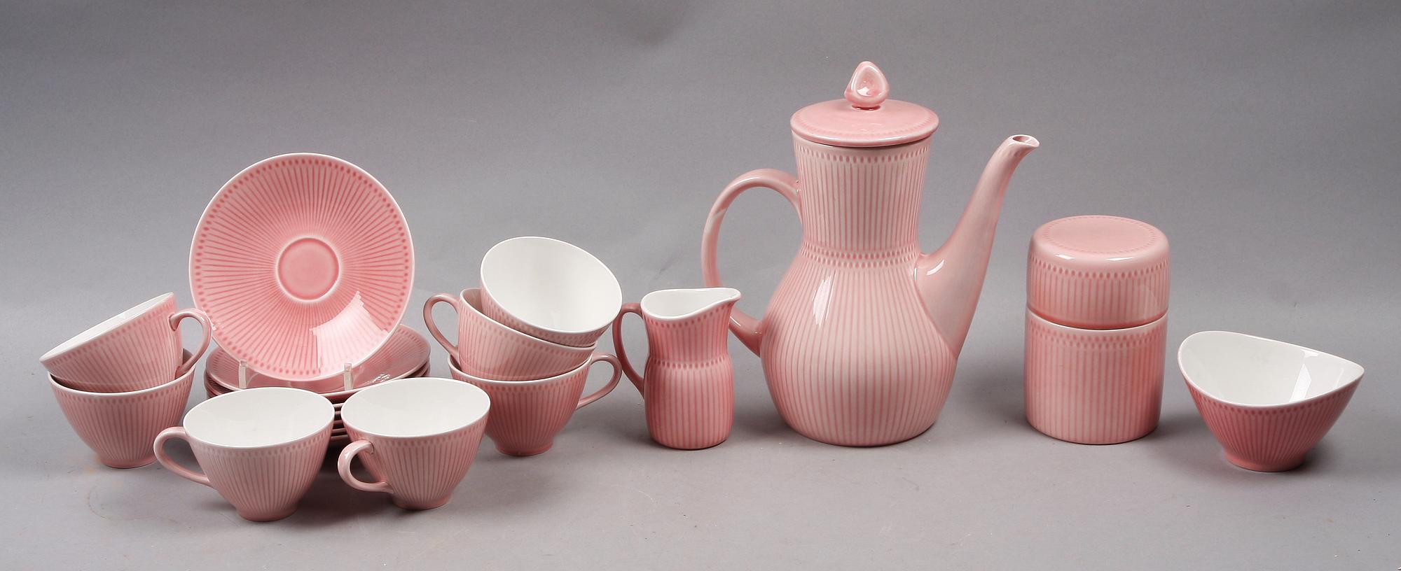 KAFFESERVIS, 11 delar, porslin, "Rosmarin", Herta Bengtsson, Rörstrand. 1950/60-tal.