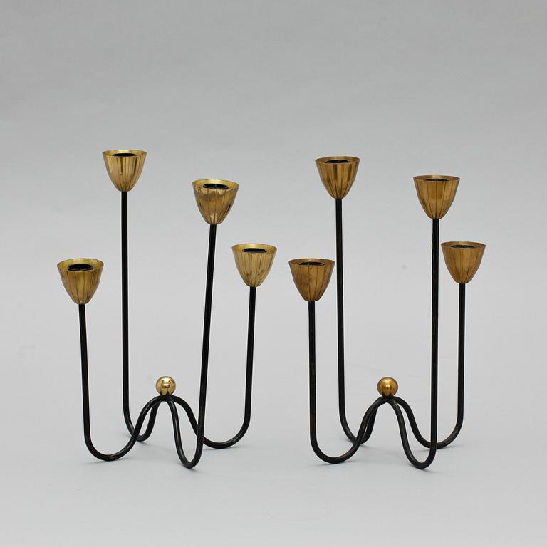 KANDELABRAR, ett par, Ystad metall design Gunnar Ander.