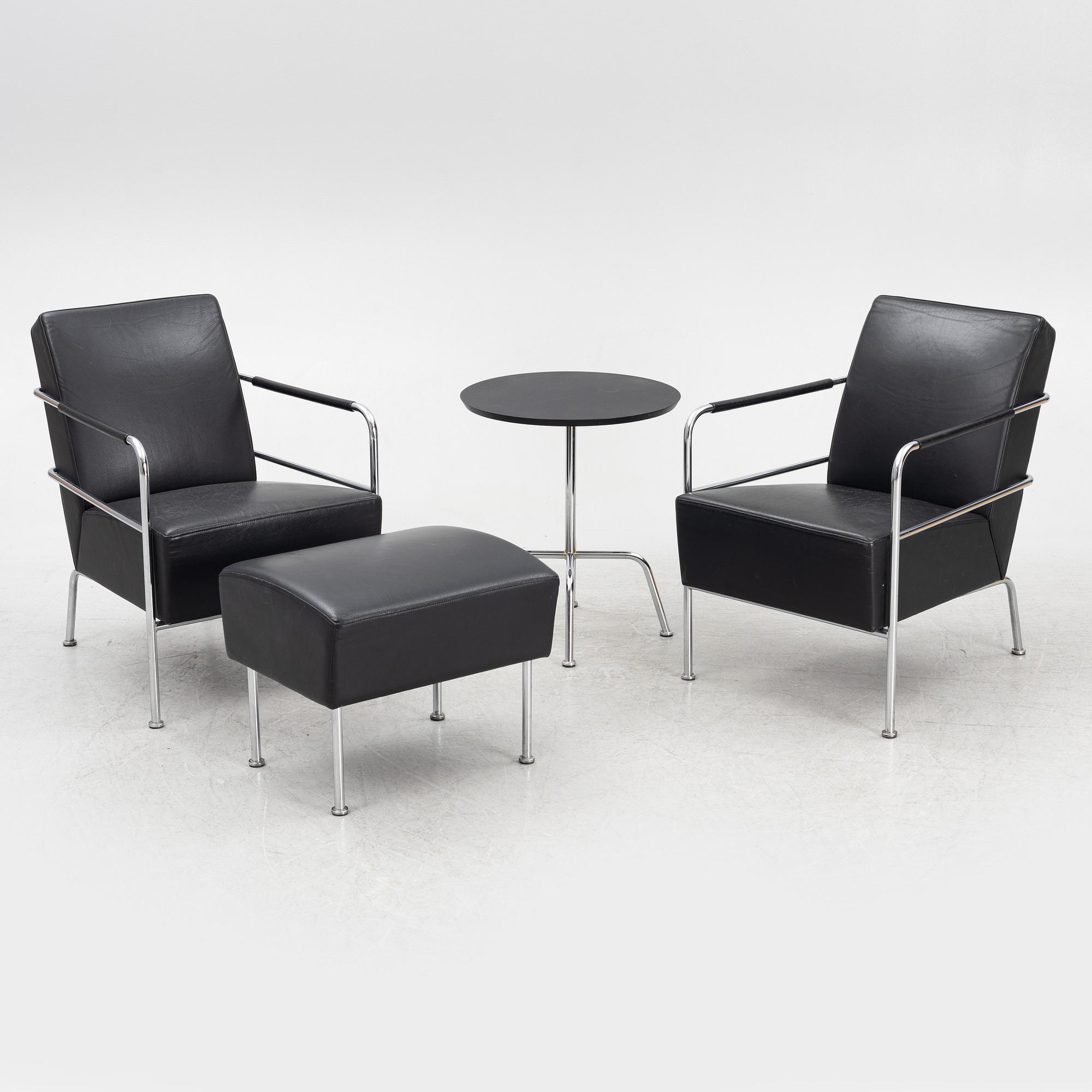 Gunilla Allard, fåtöljer, ett par samt en fotpall och ett bord, "Cinema", Lammhults.