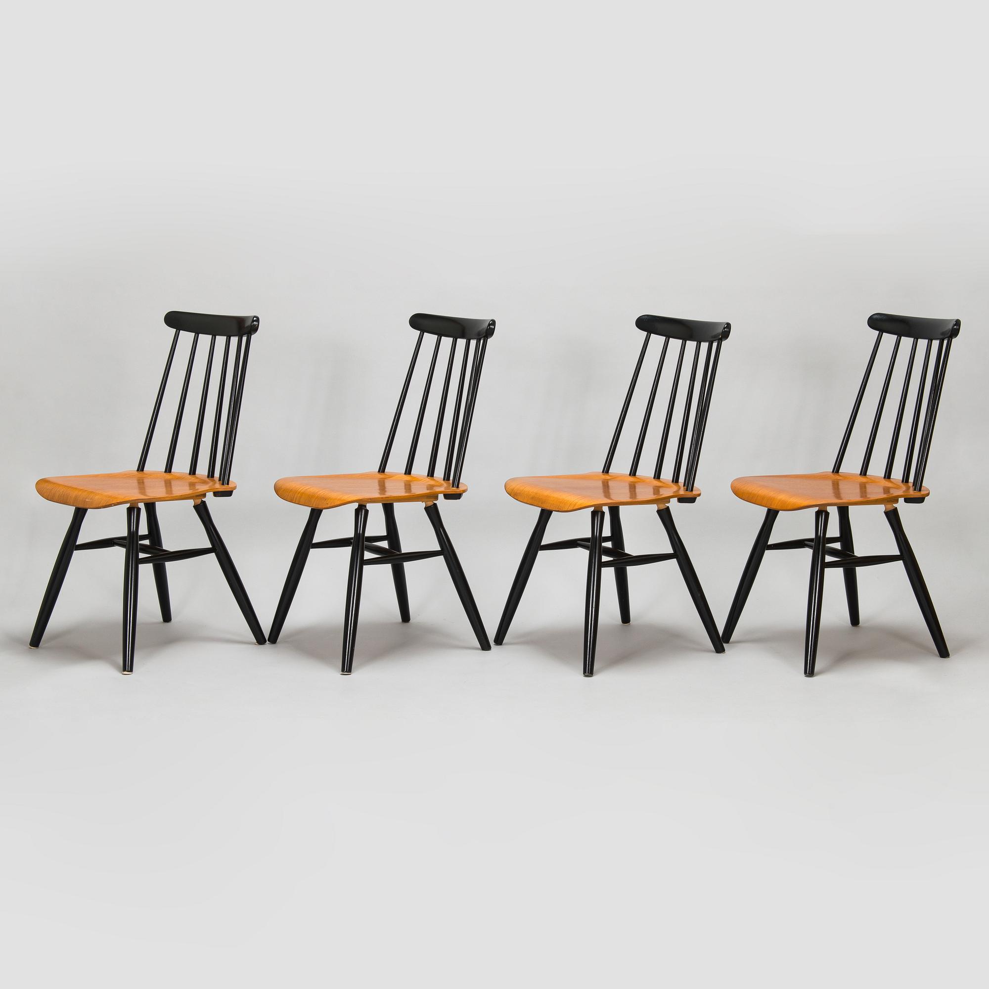 Ilmari Tapiovaara, four mid-20th century 'Pelimanni' chairs for Asko.