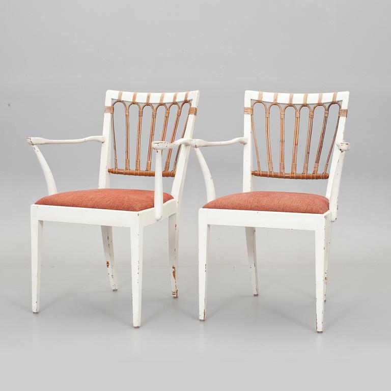 KARMSTOLAR, 2 st samt STOLAR 4 st, Josef Frank för Svenskt tenn, modellnr 1165. 1950-tal.