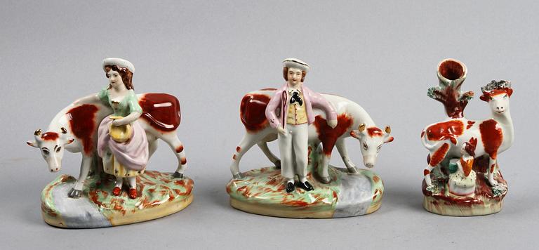 FIGURINER, 3 st, porslin, England. 1800-tal.